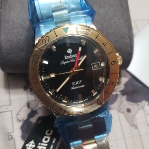 Zodiac Super Sea Wolf GMT Automatic Watch - Gold and Black